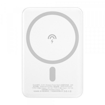 Baterie Externa Wireless Dudao K14S, 5000mAh, 10W, PD + QI, 1 x QI - 1 x USB-C, Alba foto