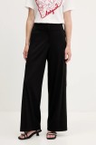 Desigual pantaloni LATE culoarea negru, lat, high waist, 25WWPW06