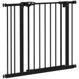 Poartă Siguranță C&acirc;ini PawHut Reglabilă 74-87 cm Lățime, &Icirc;nchidere Automată, Metal, Negru