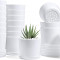 4 inch plante din plastic cu farfurie Set de 20, oale albe de plante cu multiple