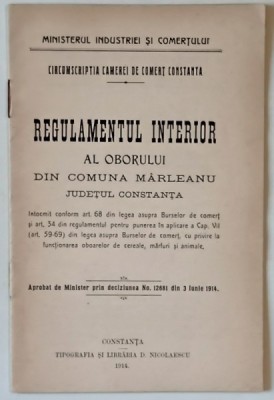 REGULAMENTUL INTERIOR AL OBORULUI DIN COMUNA MARLEANU , JUDETUL CONSTANTA , 1904 foto