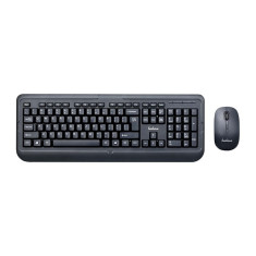 Kit Tastatura + Mouse Wireless, Loshine, negru, baterii incluse