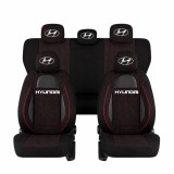 Set Huse Scaune Universale Racing Negru Personalizate cu Hyundai