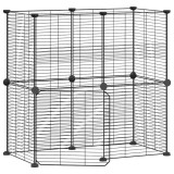 Cusca animale de companie cu usa 12 panouri negru 35x35 cm otel