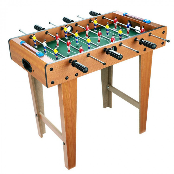 Masa de fotbal cu teren si 18 jucatori Flippy, cu tablou pentru scor, din metal, lemn si ABS, cu Picioare, 69 x 34 x 65 cm, pentru copii si adulti