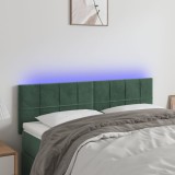 Cumpara ieftin Tăblie de pat cu LED, verde &icirc;nchis, 144x5x78/88 cm, catifea