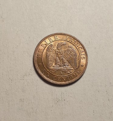 Franta 1 Un Centime 1862 A UNC Piesa Superba de Colectie foto