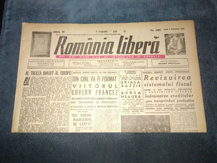 ZIAR ROMANIA LIBERA 5 NOIEMBRIE 1945