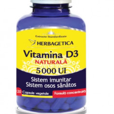 Vitamina D3 Naturala 5000 UI, 120 capsule vegetale, Herbagetica