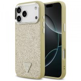 Husa MagSafe pentru Apple iPhone 17 Pro Max, Guess, Glitter Triangle Logo, Aurie