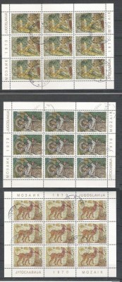 Yugoslavia 1970 Frescoes, 3 blocks, used AB.063 foto