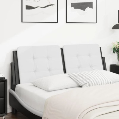 vidaXL Pernă pentru tăblie pat, alb și negru, 120cm, piele artificială foto