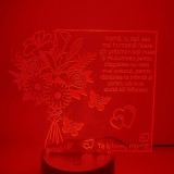 Lampa 3D pentru Mama , 16 Culori, Telecomanda E i USB, Cadou cu Mesaj