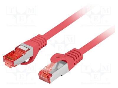 Patch cord LANBERG RJ45 S/FTP Cat 6 LSZH 15m roșu litat dublu ecranat foto