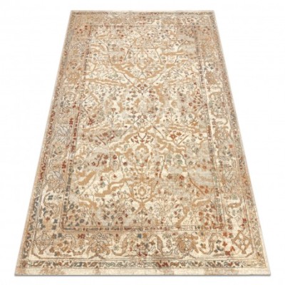 Covor de lana SOHO 477.04.LA110 OSTA - Flori, cadru, natural bej / teracotă, 160x240 cm foto
