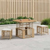 vidaXL Set de masă pentru grădină cu pernă 3 pcs Natur și Alb 42026759