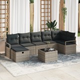 Set canapea vidaXL 8 piese cu perne gri din ratan sintetic