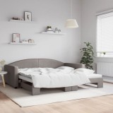 Cumpara ieftin Pat de zi cu extensie, gri taupe, 100x200 cm, textil
