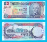 Barbados (p#66) 2 Dollars 2007 UNC &#039;Pește Zburător&#039; serie: H45058381