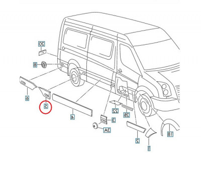 Bandou aripa Mercedes Sprinter 209-524, 07.2006-10.2013, Vw Crafter (2e), 12.2005-04.2017, Spate, partea Dreapta, partea din Fata, - doar pt modelul foto