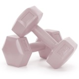 Set gantere hex 2x2 kg, bitum cu invelis rezistent PP, roz Household NewTrend