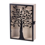 Cutie depozitare chei, suspendabila, lemn sticla 18 x 26 x 6 cm