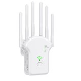 Amplificator Semnal Wireless WI-Fi 3 in 1 BiXXBi 300Mbps, Frecventa 2.4G, 6 antene 5db, Configurare Rapida WPS, WI-FI Simultan, WAN, LAN, Alb