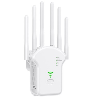 Amplificator Semnal Wireless WI-Fi 3 in 1 BiXXBi 300Mbps, Frecventa 2.4G, 6 antene 5db, Configurare Rapida WPS, WI-FI Simultan, WAN, LAN, Alb foto