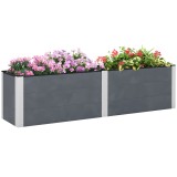 Outsunny Pat de Grădină &Icirc;nălțat cu Bază Deschisă, Jardinieră &Icirc;nălțată pentru Grădină, 200x50x56 cm, Gri | Aosom Romania