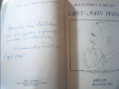 Alexandra Emilian - SAINT-JOHN PERSE { 1985 } / cu autograf