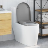 VidaXL Capacul de toaletă cu eliberare rapidă și &icirc;nchidere bl&acirc;ndă Duroplast Gri