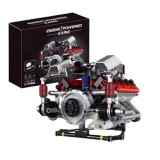 Set de constructie STEM motor V8, 700 piese, control aplicatie