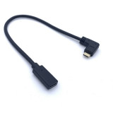 Cablu Extensie 10Gbps USB Type C 3.1 (tata) la USB C (mama) cu unghi 90 grade stanga/dreapta, 0.6m, Conectori Auriti