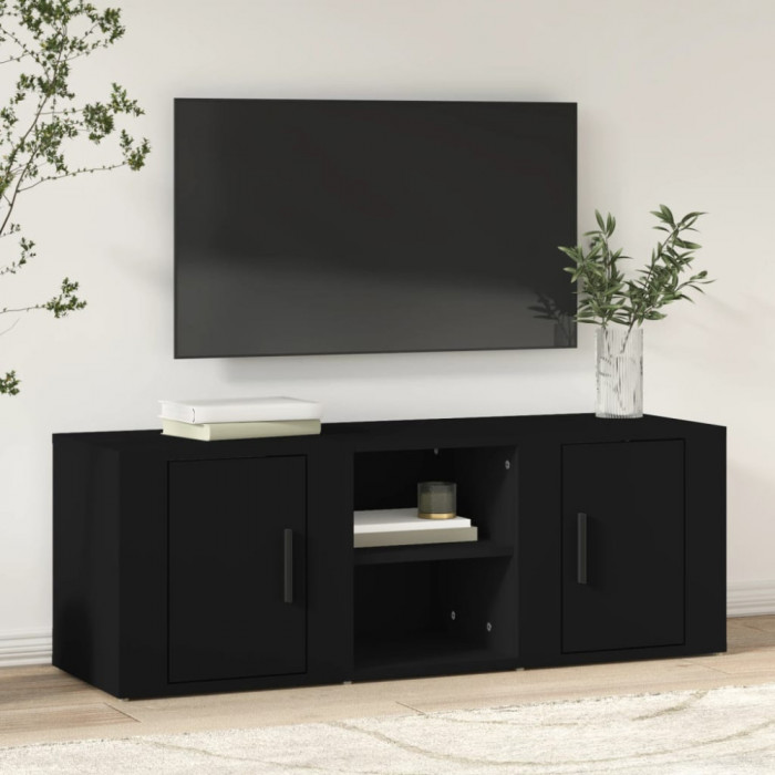 Comoda TV, negru, 100x31,5x35 cm, lemn prelucrat GartenMobel Dekor