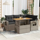vidaXL Set canapea de grădină cu perne, 5 piese, gri, poliratan 3327147