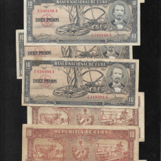 Cuba 10 pesos 1958 F-VF pret pe bucata