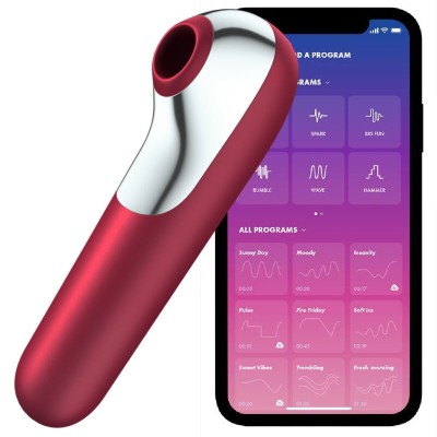 Stimulator clitoris si vibrator punct G inteligent SATISFYER Dual Red - foto