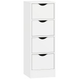 HOMCOM Mobilier pentru baie, corp de depozitare cu 4 sertare și m&acirc;nere tip canelură, 29 x 29 x 83 cm, alb | Aosom Romania