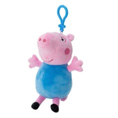 Jucarie din plus cu breloc, Peppa Pig, George, Albastru, 16cm