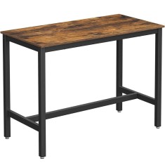 VASAGLE Masa de bar pentru bucatarie, dreptunghiulara, inalta, cadru de otel, 60x120x90cm, stil industrial, maro rustic si negru Household NewTrend