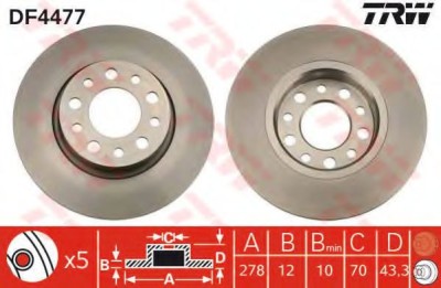 Disc frana ALFA ROMEO GIULIETTA (940) (2010 - 2016) TRW DF4477 foto