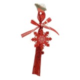 Ornament de brad fulg de nea, flippy, rosu, lemn, 25 cm