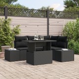 Gossi set canapea gradina cu perne negre si ratan poli