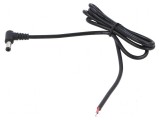 Cablu DC 5,5/2,1 mufă unghi negru 1,5m 2x0,5mm&sup2; -20&divide;80&deg;C