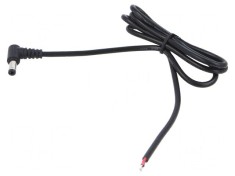 Cablu DC 5,5/2,1 mufă unghi negru 1,5m 2x0,5mm&sup2; -20&divide;80&deg;C