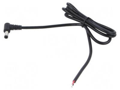 Cablu DC 5,5/2,1 mufă unghi negru 1,5m 2x0,5mm&amp;sup2; -20&amp;divide;80&amp;deg;C foto