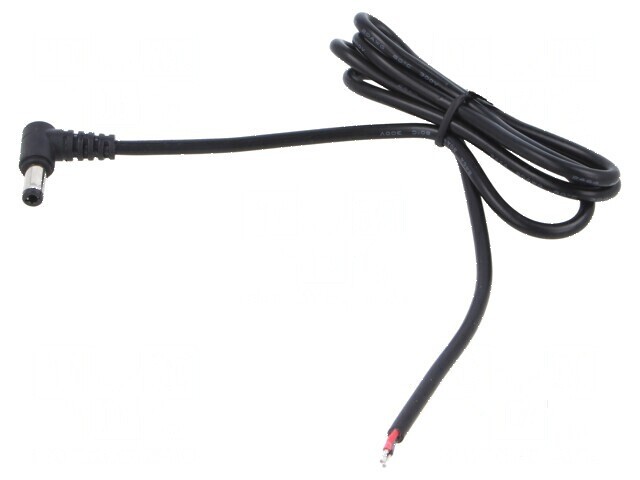 Cablu DC 5,5/2,1 mufă unghi negru 1,5m 2x0,5mm&sup2; -20&divide;80&deg;C