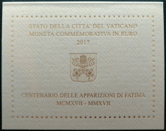 VATICAN moneda 2 euro comemorativa 2017 - Aparitiile de la Fatima, folder BU foto