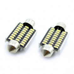 Set 2 becuri LED pentru plafoniera/numar inmatriculare Carguard, 2.5 W, 12 V, 189 lm, 6000 K, tip SMD, 39 mm, Alb