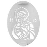 Cumpara ieftin Forma pentru coliva ovala din plastic, Maica Domnului, 29 x 20 cm
